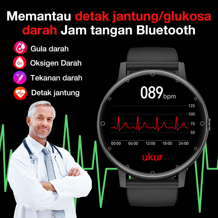 9.9 Promosi Super Garansi satu tahun-Memantau detak jantung/glukosa darah Jam tangan Bluetooth-Sertifikasi BPOM-mengukur kadar gula darah, detak jantung, kualitas tidur, dan kesehatan umum lainnya